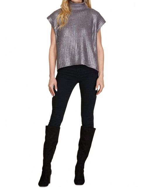 She + Sky Black Metallic Ribbed Sweater Tank Top