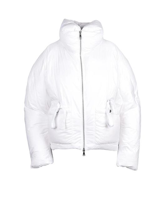 Add White Down Jacket With Drawstring And Insulated Design