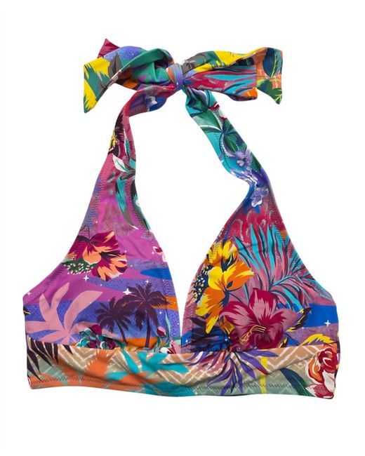 Johnny Was Blue Halter Bikini Top