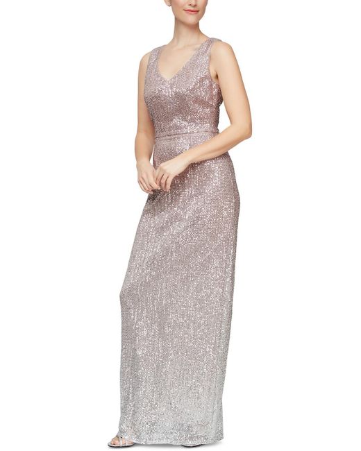 Alex & Eve Multicolor Sequined Polyester Evening Dress