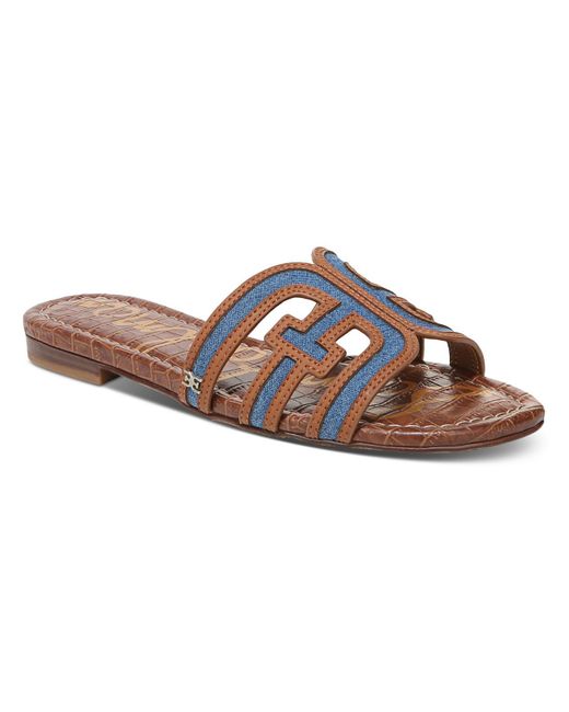 Sam Edelman Brown Bay Faux Leather Slides Flatform Sandals