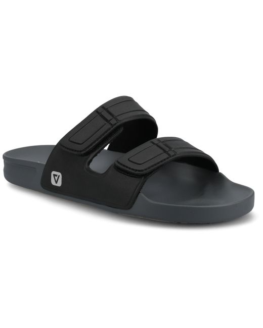 Vance Co. Black Vance Mario Comfort Adjustable Strap Slide-In Sandal for men