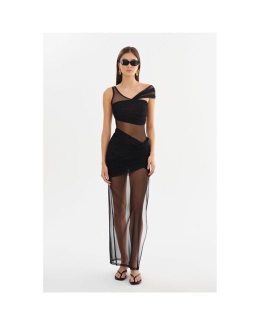 Lamarque Black Florinda Mesh Maxi Dress