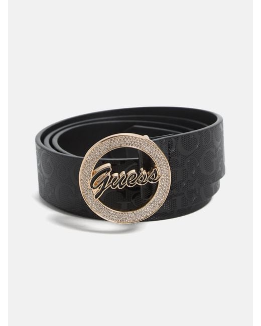 Guess Black Sparkle Guess Script Belt