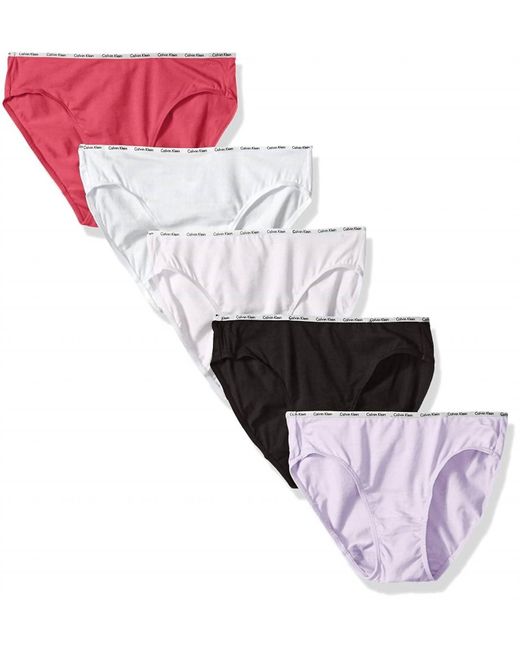 Calvin Klein White 5 Cotton Stretch Logo Bikini Panties