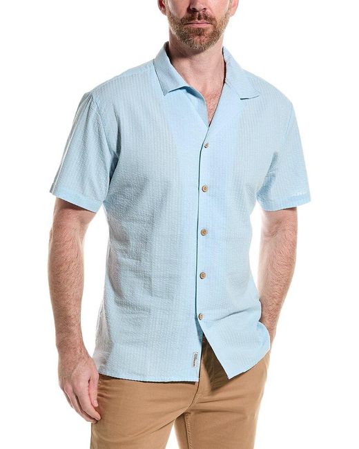 Original Paperbacks Blue Siena Seersucker Shirt for men