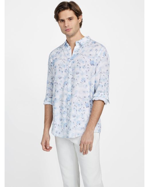 Guess Factory White Addy Linen Shirt for men