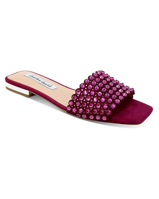 Charles David Purple Sparkle Suede Embellished Slide Sandals