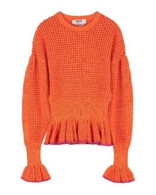 MSGM Orange Contemporary Knit Sweater