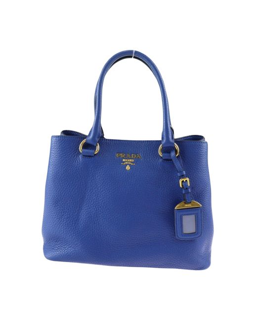 Prada Blue Saffiano Leather Tote Bag (pre-owned)