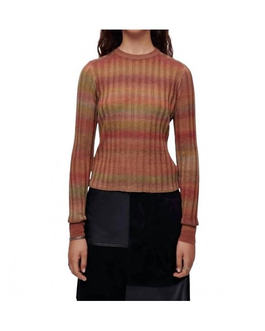 Re/done Brown Poor Boy Rib Slim Pullover