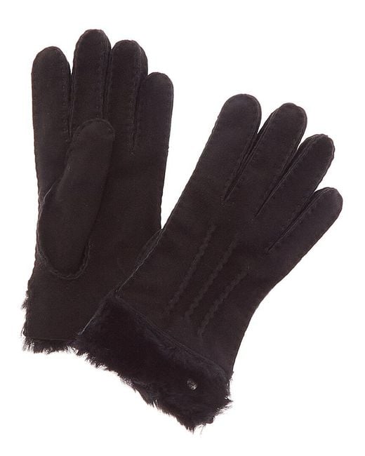 Ugg Brown Exposed Shearling Gloves
