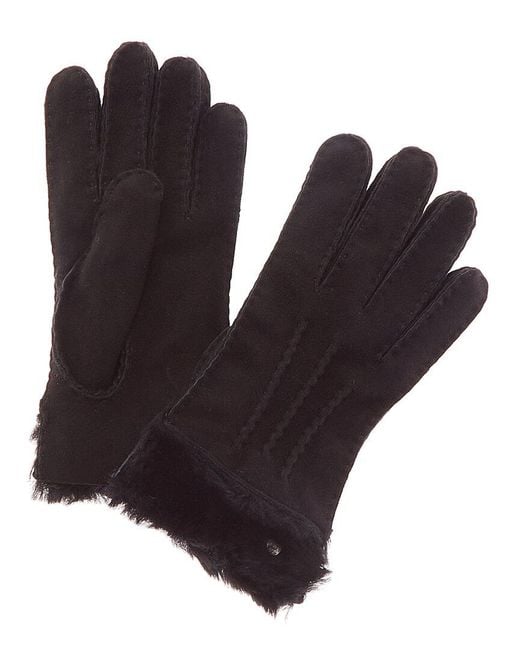 Ugg Brown Exposed Shearling Gloves