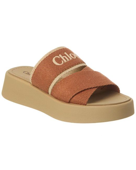 Chloé Brown Mila Canvas Platform Sandal