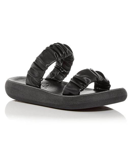 Ancient Greek Sandals Black Scrunchie Melia Eco Faux Leather Lifestyle Slide Sandals