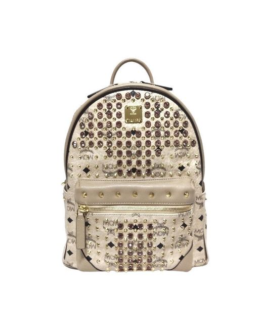 MCM Visetos Synthetic Backpack Bag pre owned in Natural Lyst