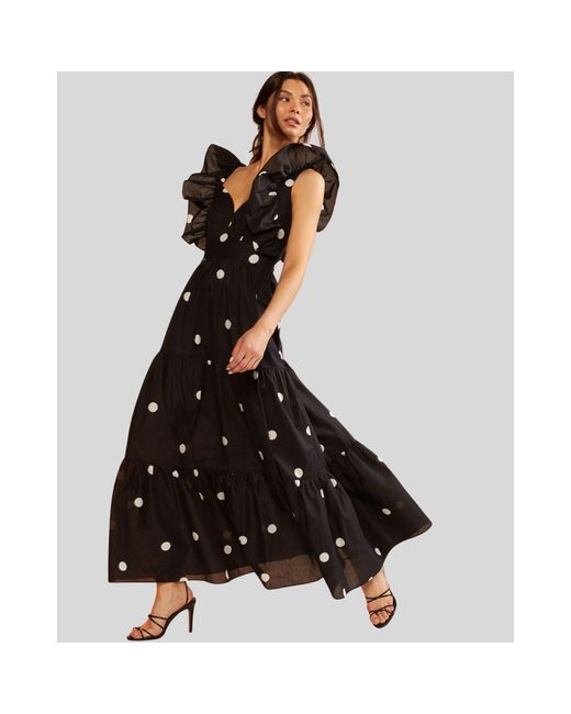 Cynthia Rowley Black Polka Dots Ruffle Dress