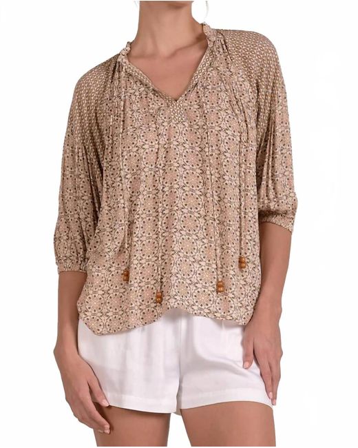 Elan Multicolor Peasant Top