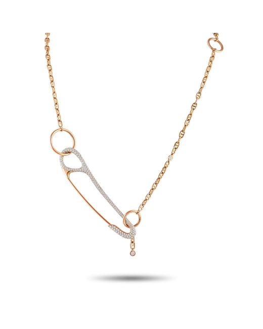 Hermès Metallic Hermès Chaine D'ancre Punk 18k Rose 3.40 Ct Diamond Necklace