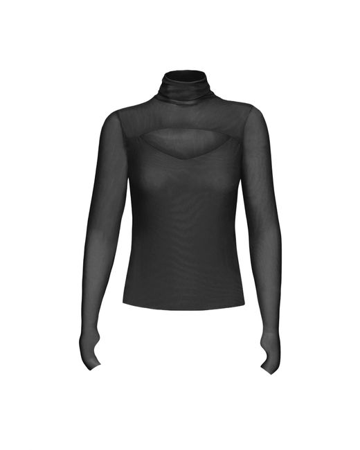 AFRM Black Dawn Power Mesh Turtleneck Top