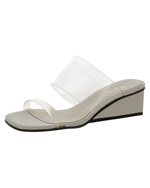 All Black White Clearband Square Toe Mules