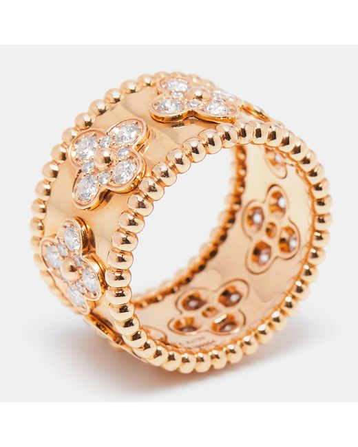 Van Cleef & Arpels Metallic Clover Diamonds 18k Rose Gold Ring