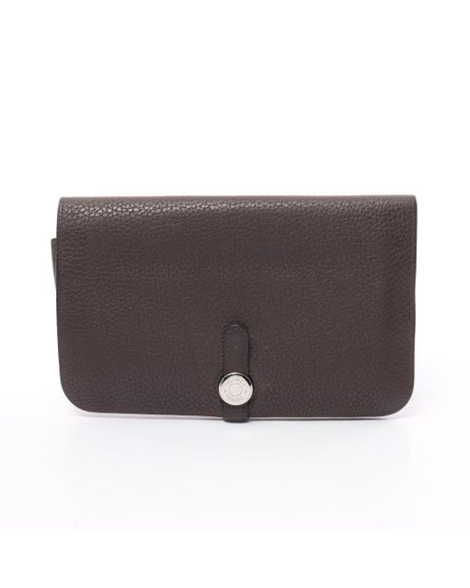 Hermès Brown Dogon Duo Gm Bi-fold Long Wallet Togo Dark Silver Hardware □o Stamp