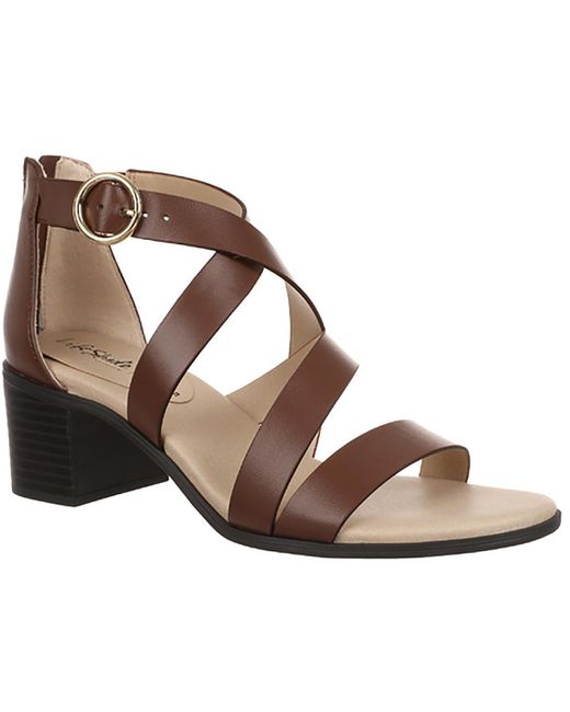 LifeStride Brown Heritage Faux Leather Slip On Block Heel