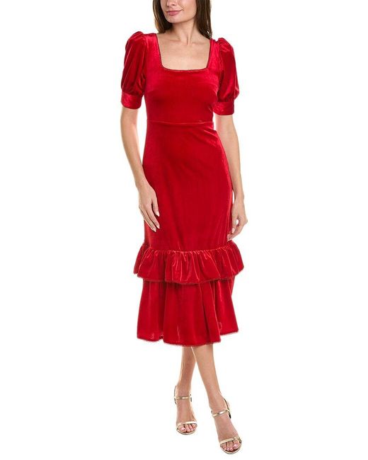 Rachel Parcell Red Velvet Midi Dress