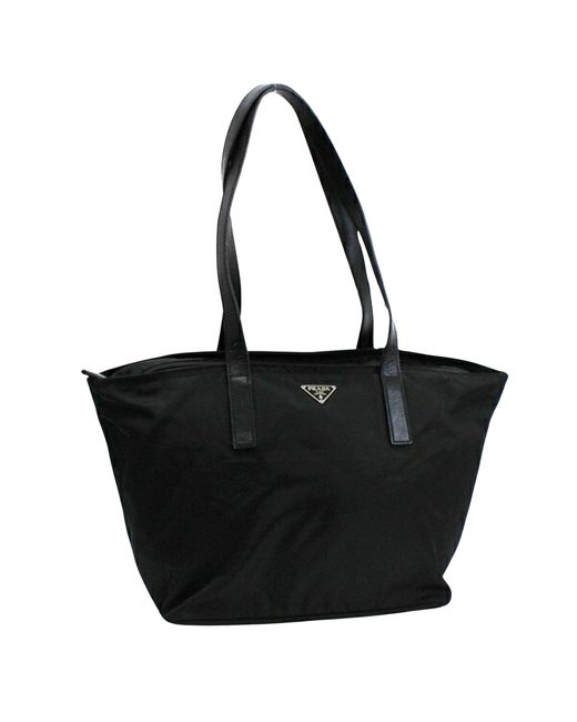 Prada Black Tessuto Synthetic Tote Bag (pre-owned)