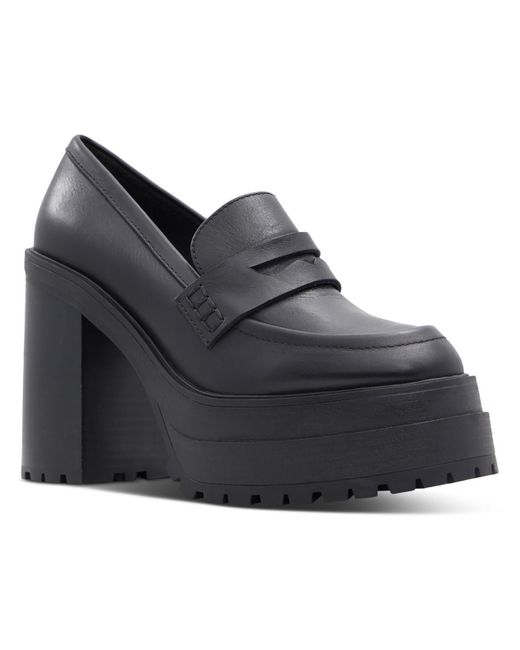 ALDO Black Big Soul Leather Slip On Platform Heels