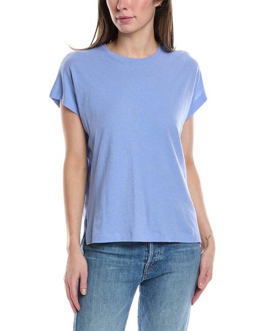 Vince Blue Relaxed Linen-blend T-shirt