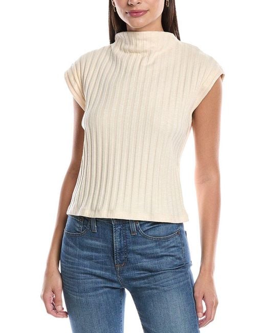 Michael Stars Blue Nara Mock Neck Top