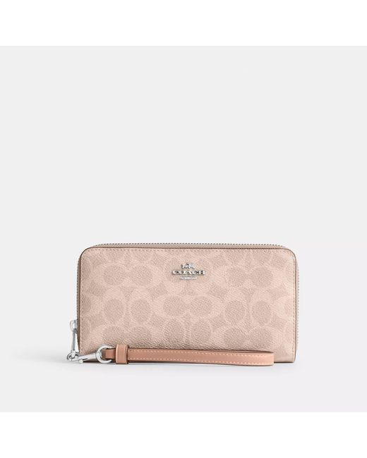 COACH Pink Long Zip Around Wallet With Detachable Card Case