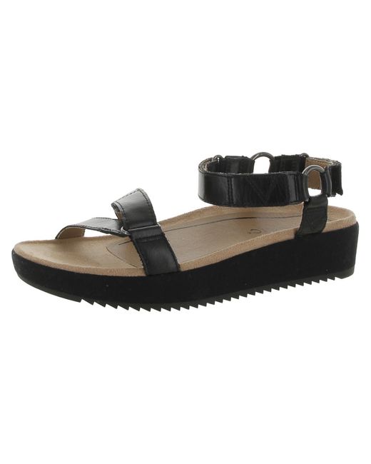 Vionic Black Kayan Leather Flatform Footbed Sandals