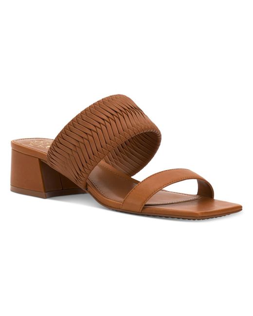 Vince Camuto Brown Shamira Leather Mules Slide Sandals