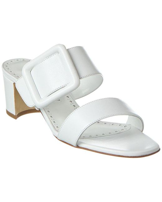 Manolo Blahnik White Titubanew 50 Leather Sandal