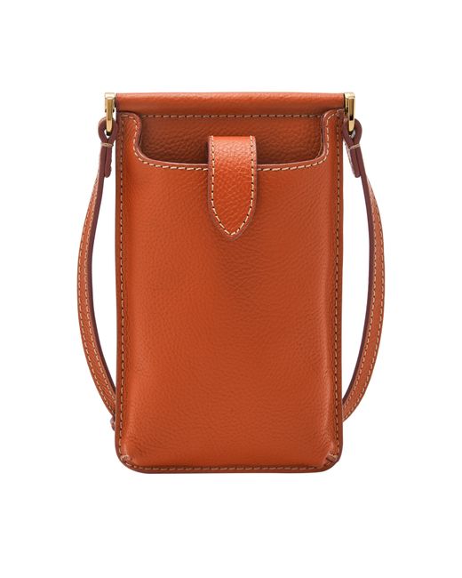 Fossil Orange Kaia Litehide Leather Phone Bag