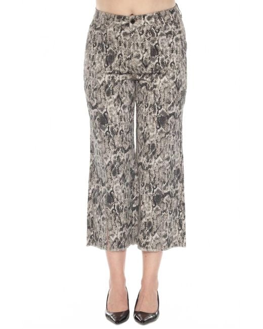 Joseph Ribkoff Gray Snakeskin Print Cropped Pants