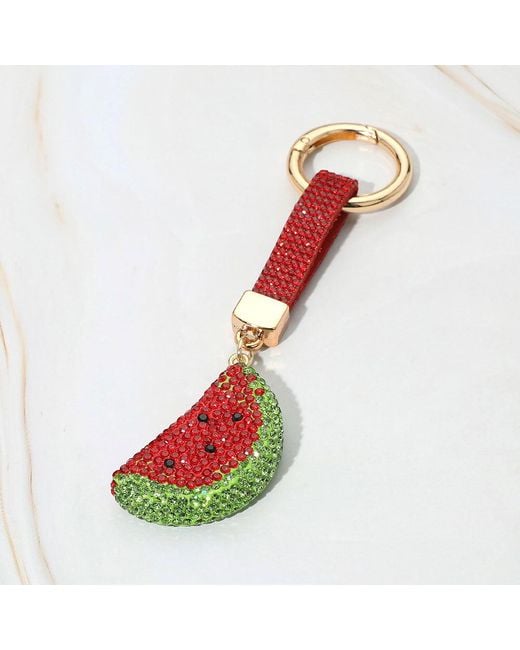 Fashnzfab White Bling Studded Watermelon Keychain Bag Charm