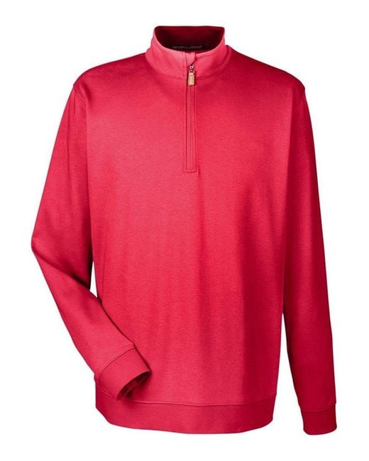 Devon & Jones Red Drytec20 Performance Quarter-Zip Pullover for men