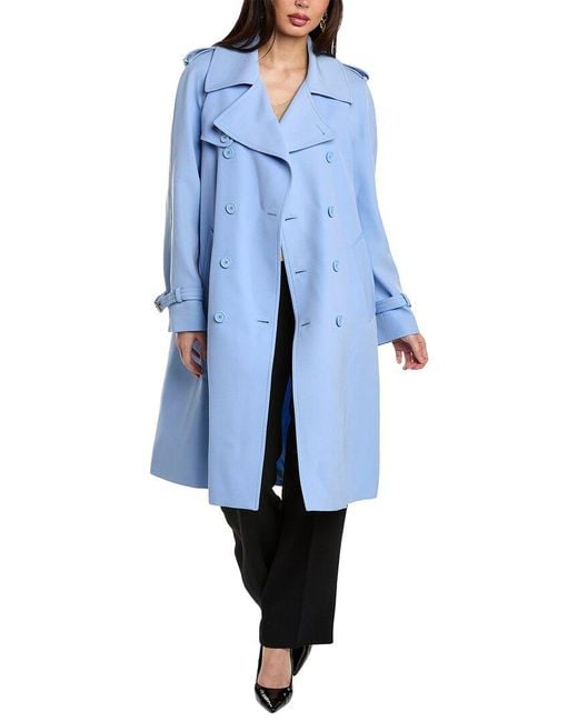 Michael Kors Blue Wool Trench Coat