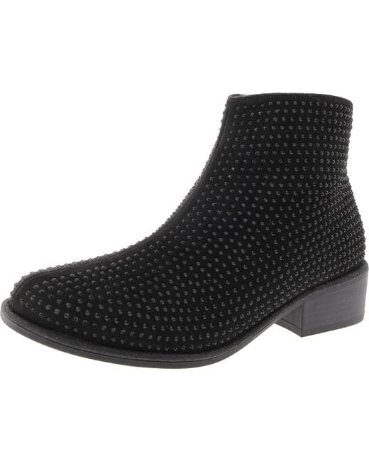 Steve Madden Black Embellished Faux Suede Ankle Boots