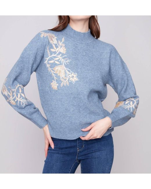 Charlie b Women's Blue Sequined Sweater