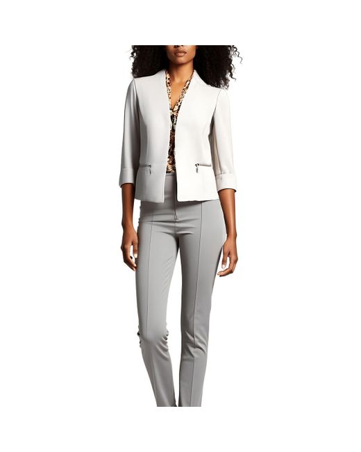 Kasper Black Petites Cuffed Polyester Open-Front Blazer