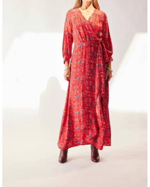Natalie Martin Red Silk Print Kate Dress