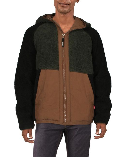Levi's Black Sherpa Hooded Teddy Coat for men