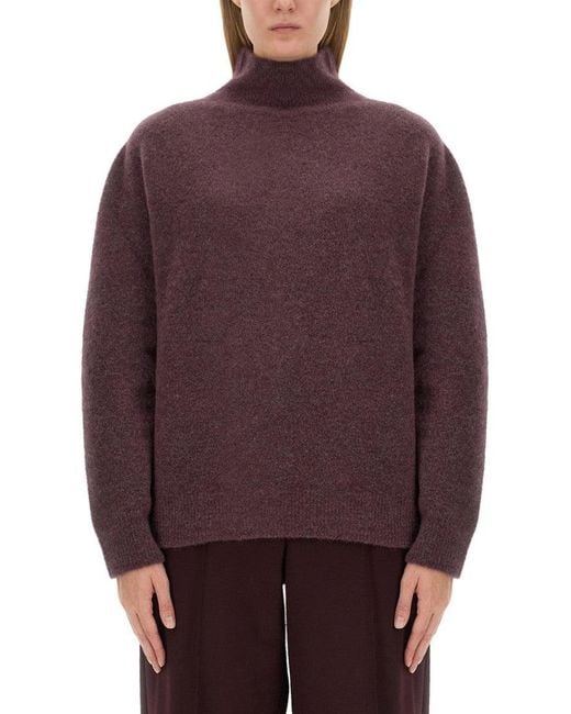 Alysi Purple Relaxed Fit Turtleneck Sweater