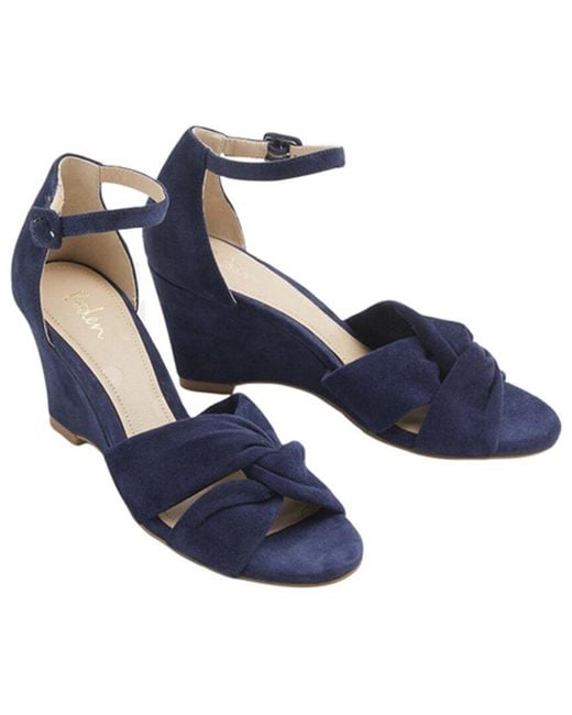 Boden Blue Knot Front Leather Wedge Sandal