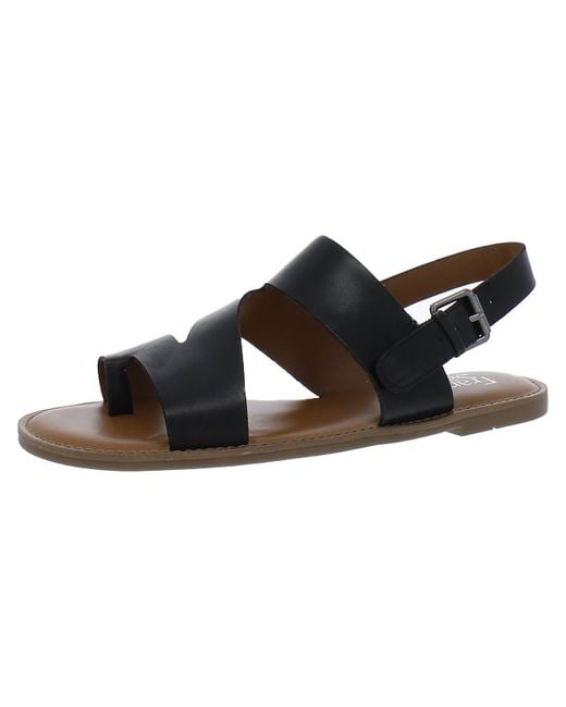 Franco Sarto Black Jax Toe Loop Flat Sandals